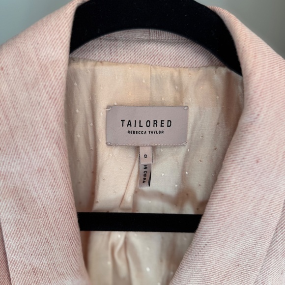 Rebecca Taylor Tailored Pink linen pantsuit wide leg size 8 - Picture 3 of 12